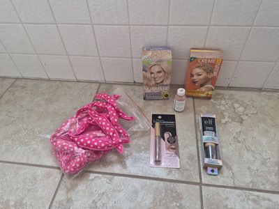 Garnier Nutrisse, Creme of Nature, elf, Kate Cosmetics & Hair Dye Lot + Pink Satin Curlers