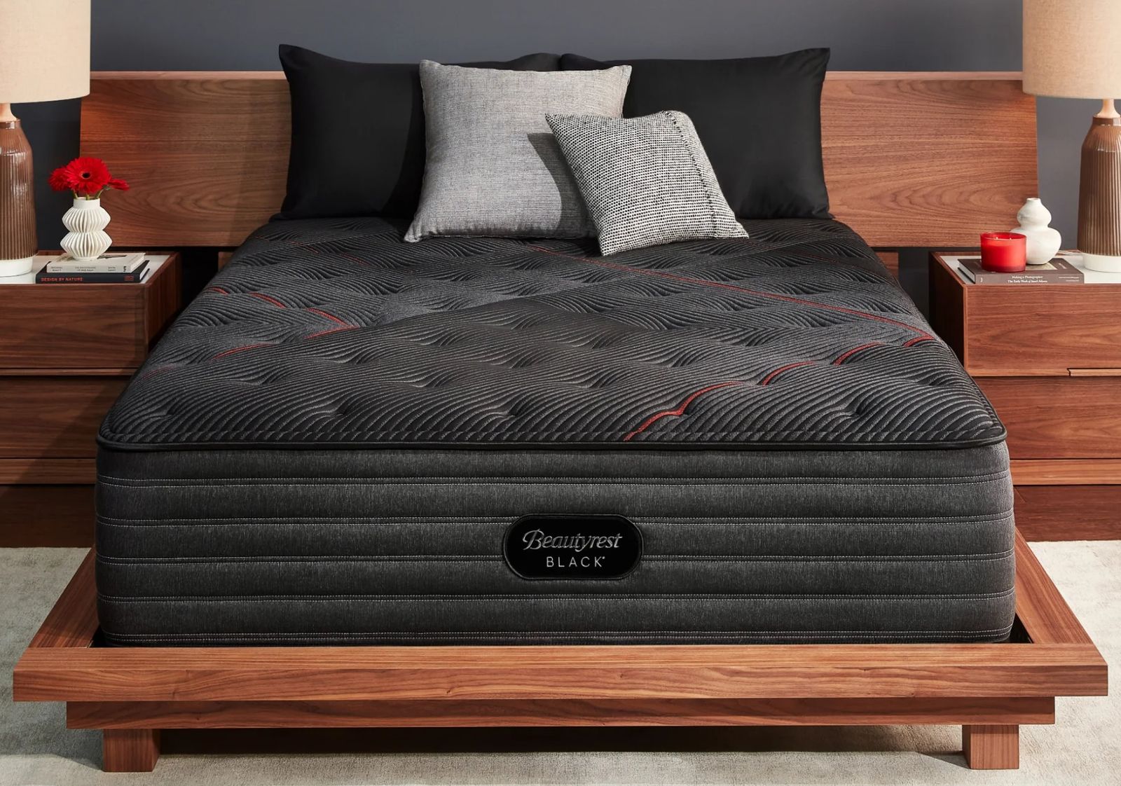 Beautyrest 'BLACK' extra firm king mattress, adjustable bed frame