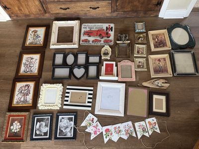 Gallery Wall Vintage Picture Frames and Artwork