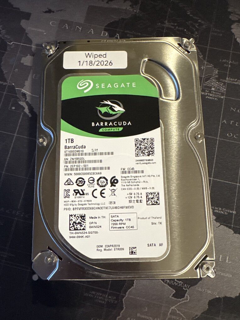 Seagate Barracuda 1TB HDD (Hard Disk Drive)