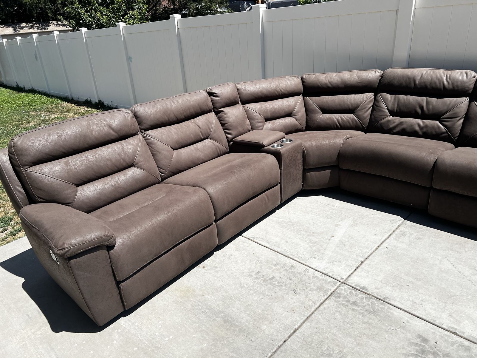 Fletcher 6-Piece Fabric Reclining Sectional Sofa - Brown