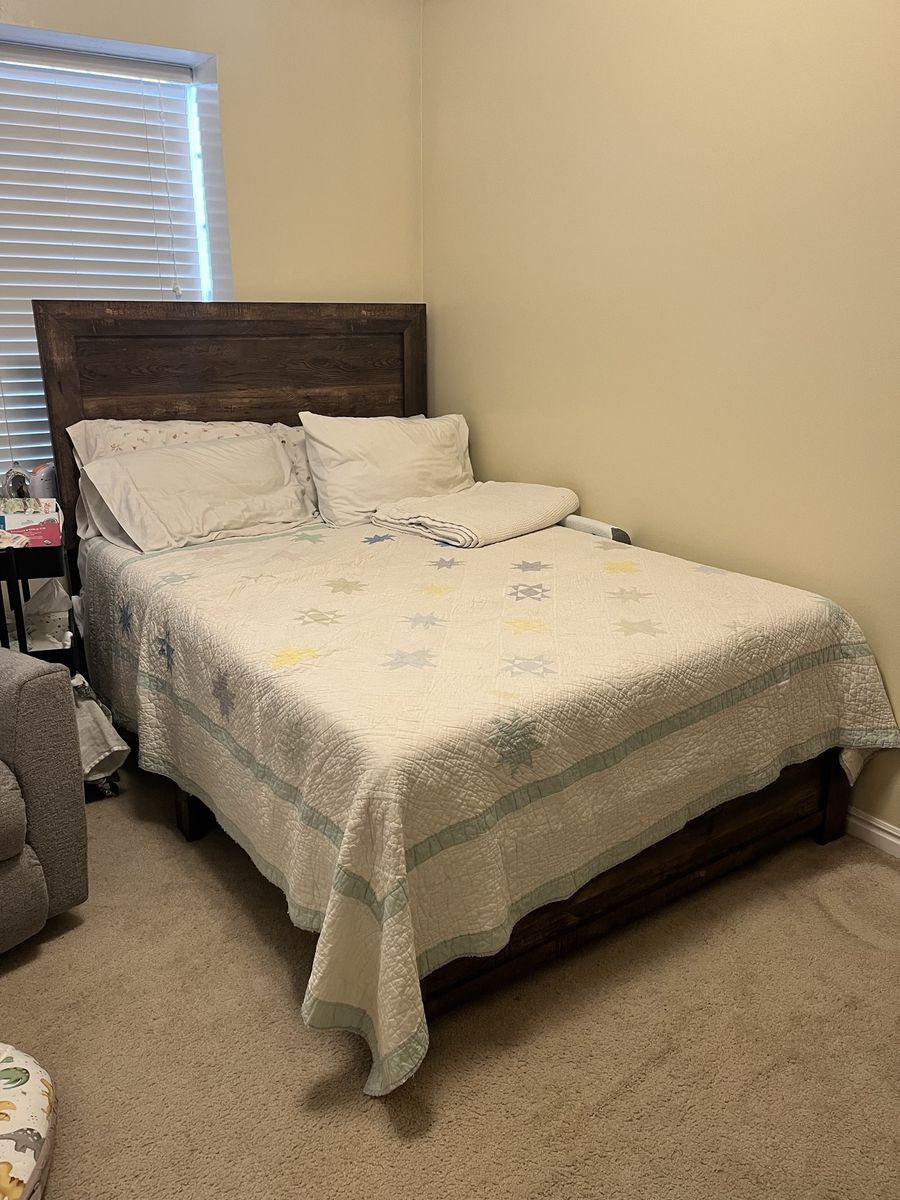 Hardly used full bed frame with mattress