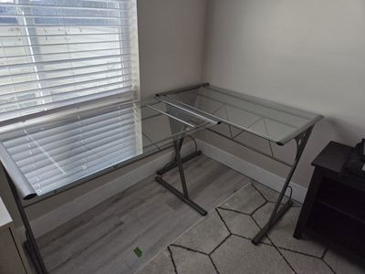 Large glass L corner desk