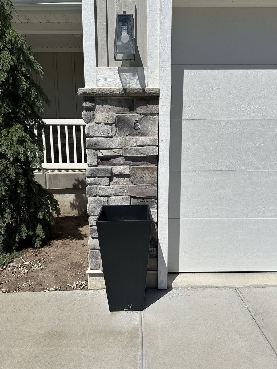 Set of 2- Black Outdoor Tapered Planter Pot - Modern Style, Durable Construction, Tall