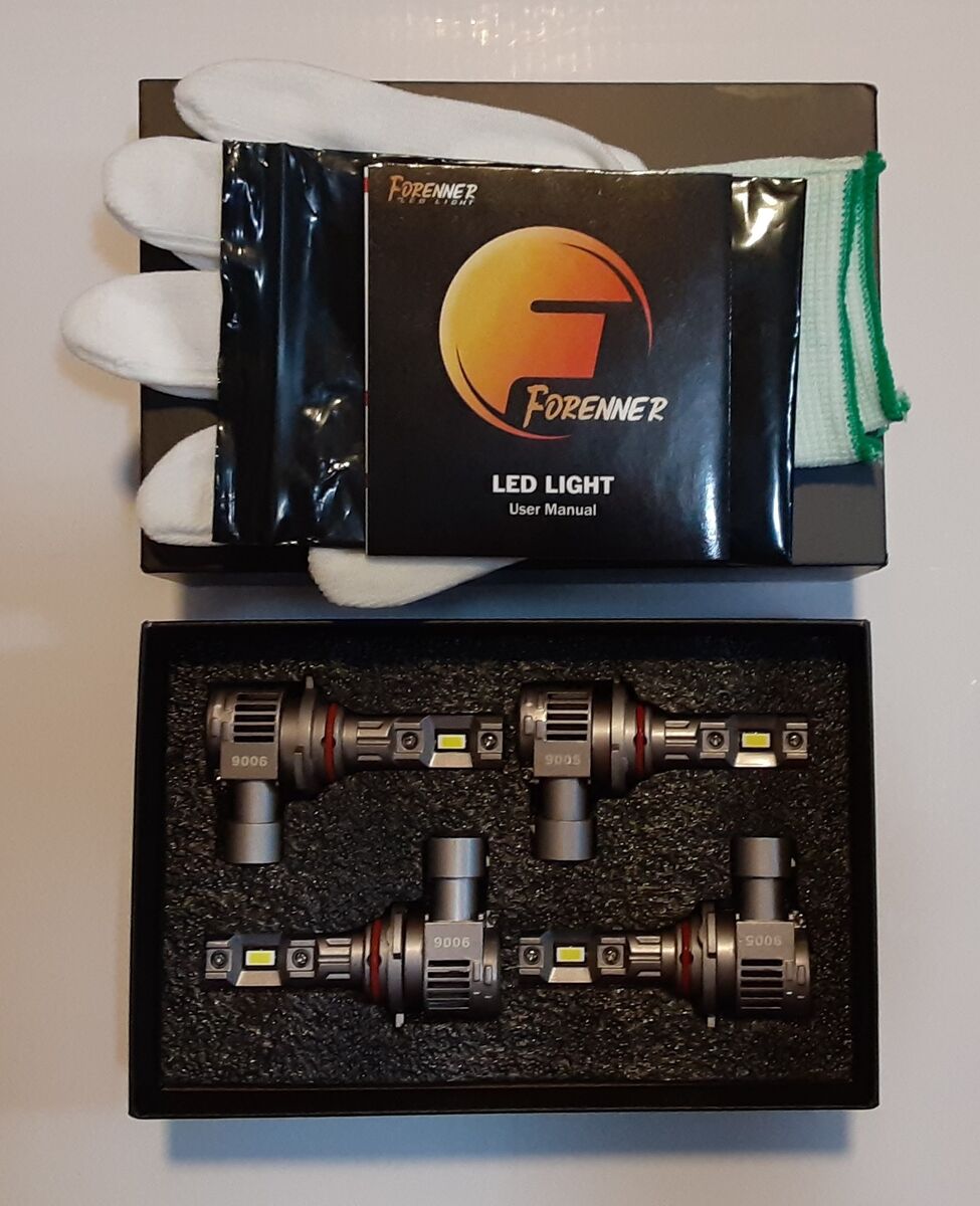 FAHREN Forenner 9005/9006 LED Auto Headlight/Foglight Bulbs Combo, Super Bright, 6500K Cool White - Pack of 4