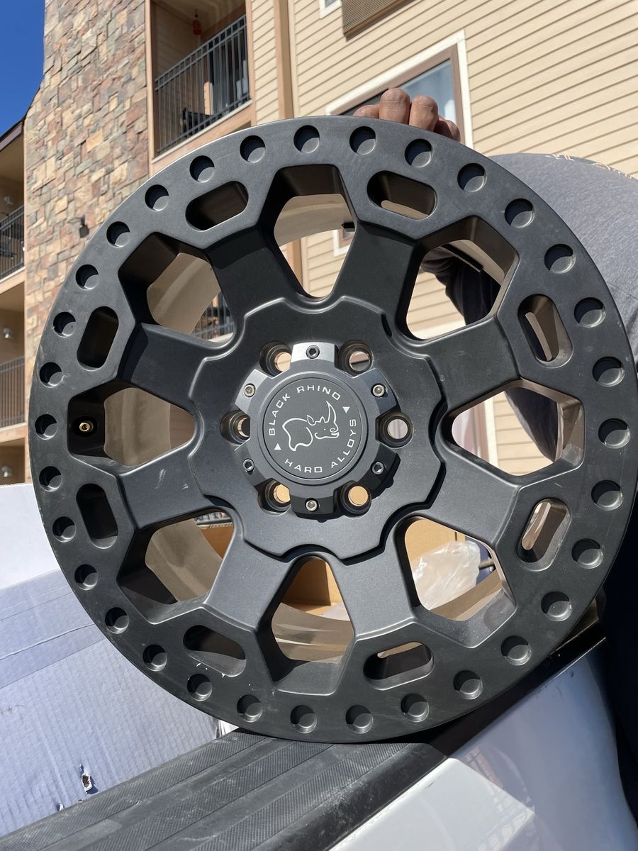 Black Rhino Flat Black 17x8 total of 5 rims