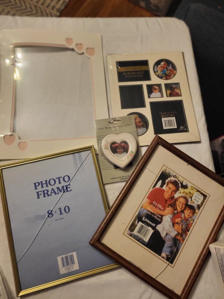 Assorted Photo Frame Bundle - Intercraft 8x10, Album Mat, & Heart Miniature Frame read discription.