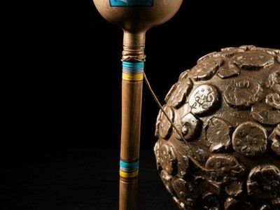 Decorative Wooden Maraca Musical Instrument with Colorful Accents