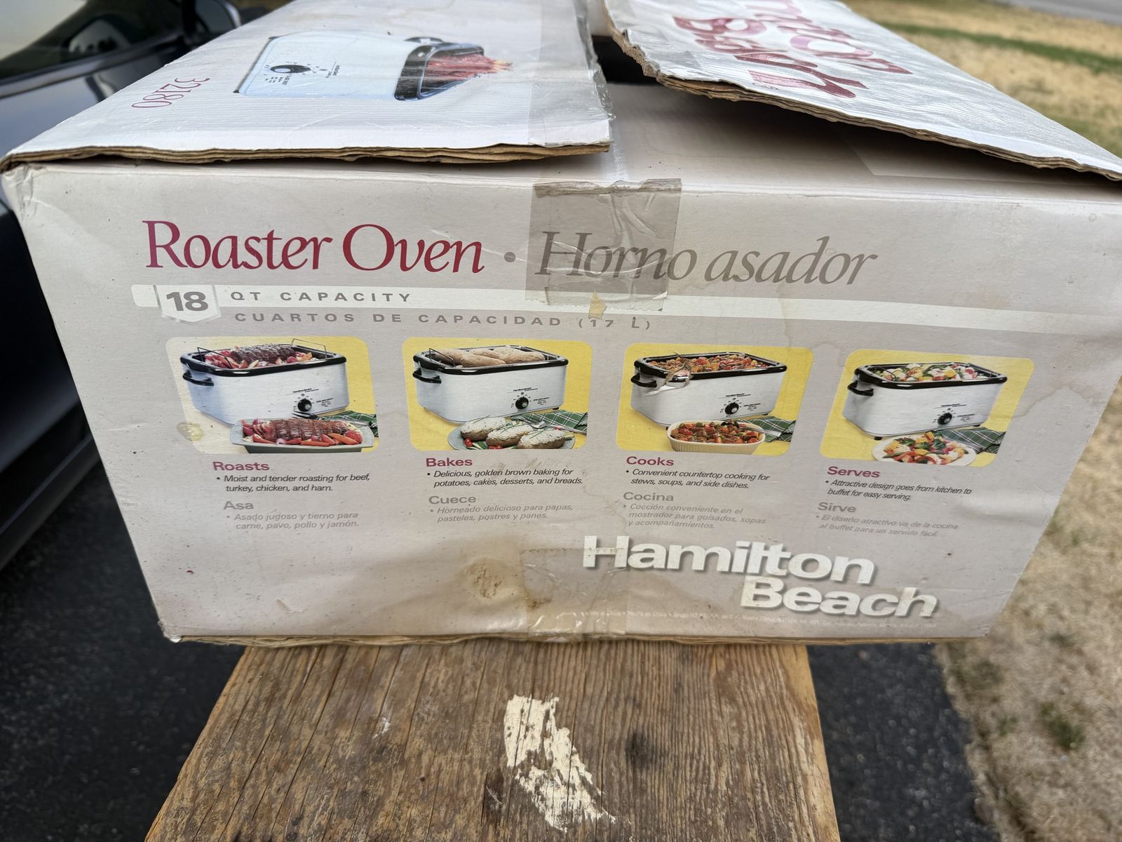 Either new in water damaged box or used once electric turkey roaster 18q