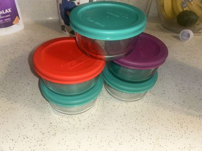 5 Small Glass Pyrex Tupperware Containers