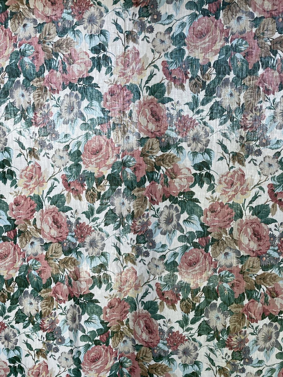 Vintage Floral Print Curtains with Tie Backs 2 panels 40”x 80” with Packet for Rods