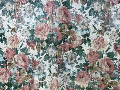 Vintage Floral Print Curtains with Tie Backs 2 panels 40”x 80” with Packet for Rods