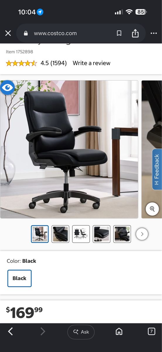 Black Ergonomic Office Chair with Lumbar Support - Gently Used, Great Condition