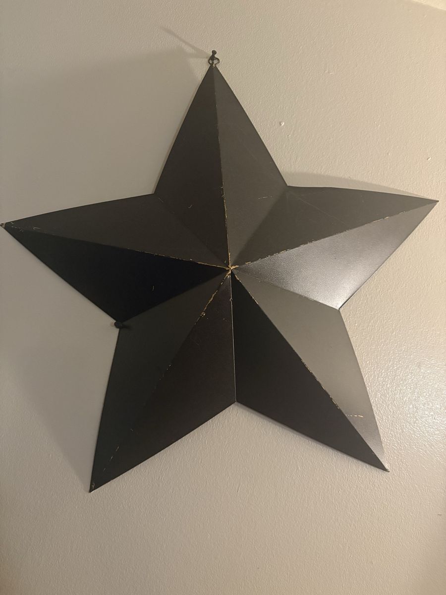 Large Rustic Black Metal Barn Star Wall Decor - 24 Inch