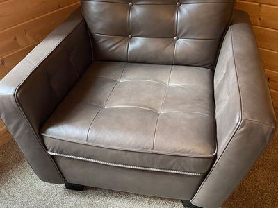 Leather chair and ottoman