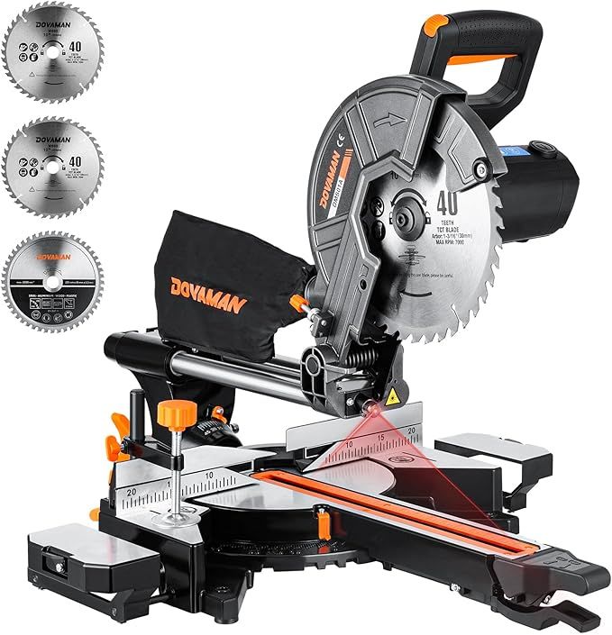 DOVAMAN Updated 10-Inch Sliding Miter Saw, Multi-Material Cutting