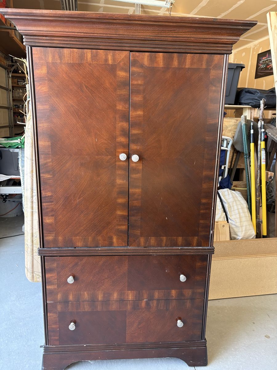Dark Wood Armoire Wardrobe Dresser with Storage Drawers