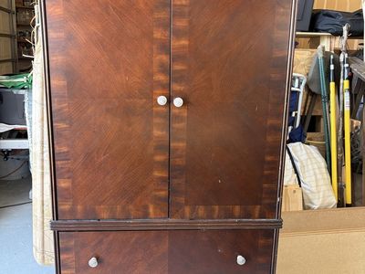 Dark Wood Armoire Wardrobe Dresser with Storage Drawers