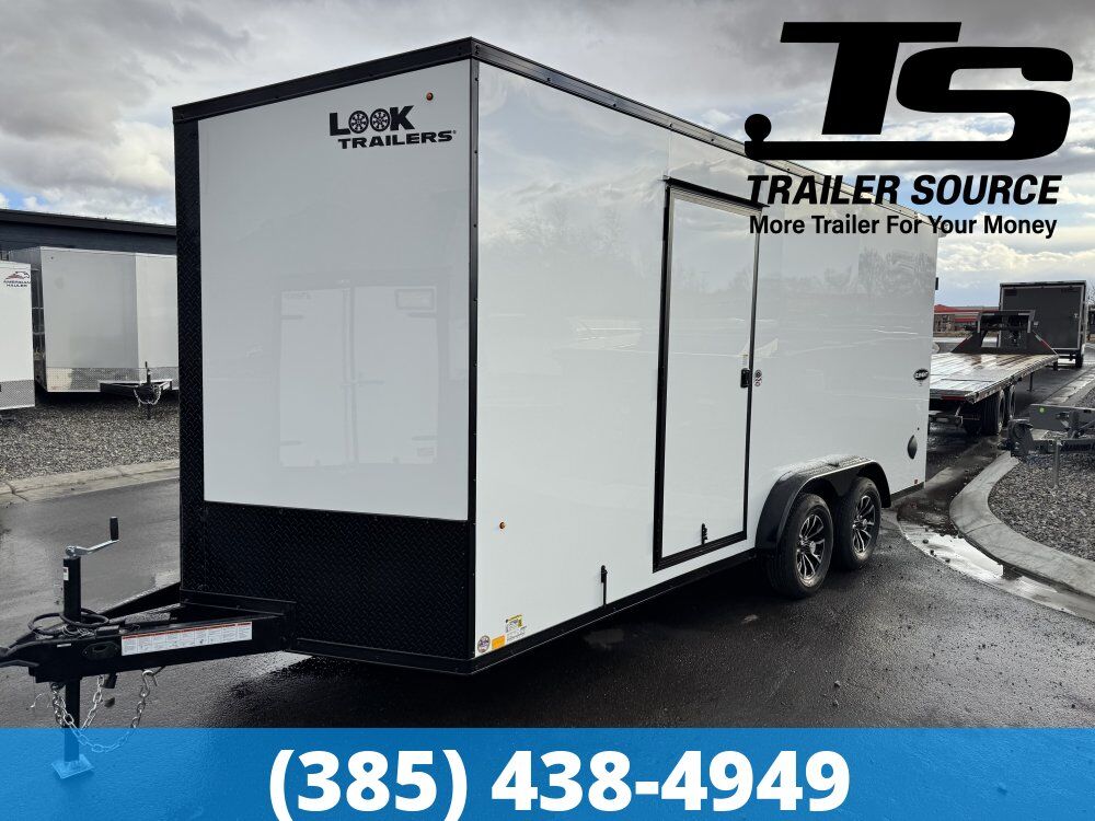 7.5x18 Look Element SE Enclosed Cargo Trailer - 7'0" Interior - 7K GVWR - .080 PolyCor, Alloy Wheels, Black Out Package, Rear