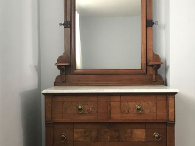 Antique Dresser with Mirror and Marble Top