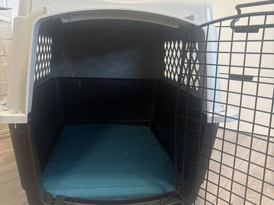 Pet Carrier for Small to Medium Dogs and Cats, Plastic Kennel Crate with Metal Door