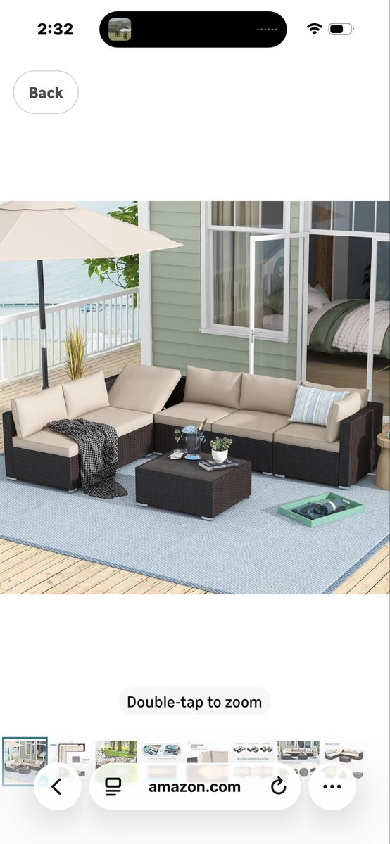 Outdoor Couch with Table (No Cushions)