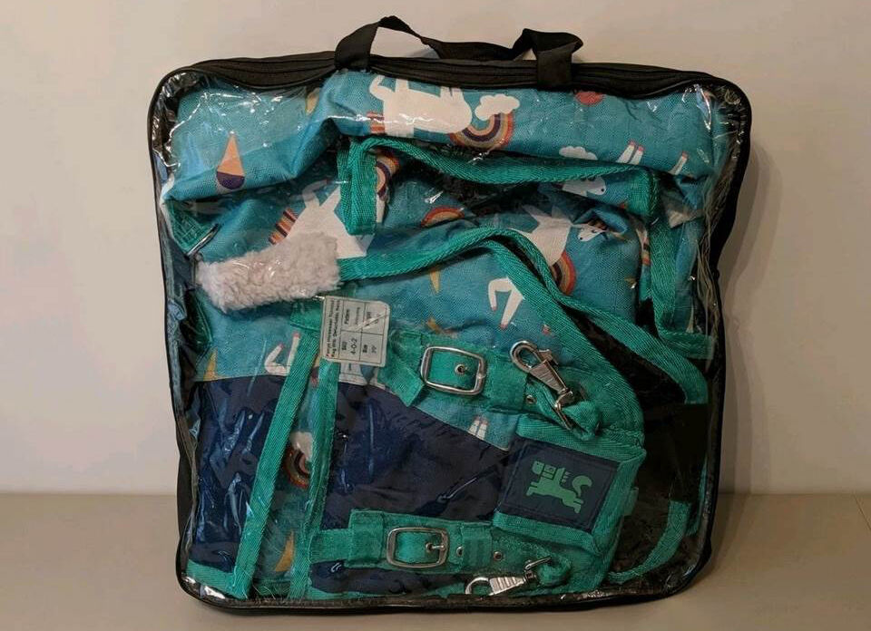 ponyo horsewear blunicorns turnout rug with detachable neck 3' - 100g