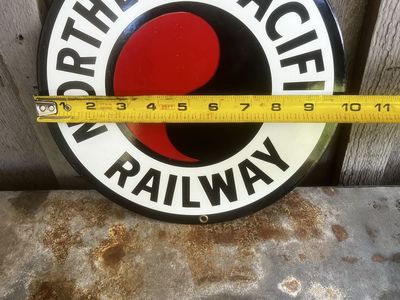 Vintage Northern Pacific Railway Sign 10" Round Railroad Collectible Advertising