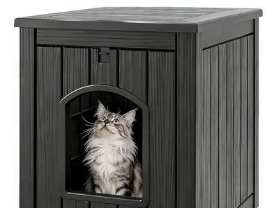 New WTFGO Plastic Cat Litter Box Enclosure, Weatherproof Multi-functional Hidden Litter Box Furniture