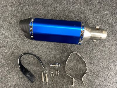 Soosee Universal SMFJ61 or SMF-61 is a 365mm stainless steel motorcycle scooter slip-on exhaust muffler 1 inch to 1.5 inlet