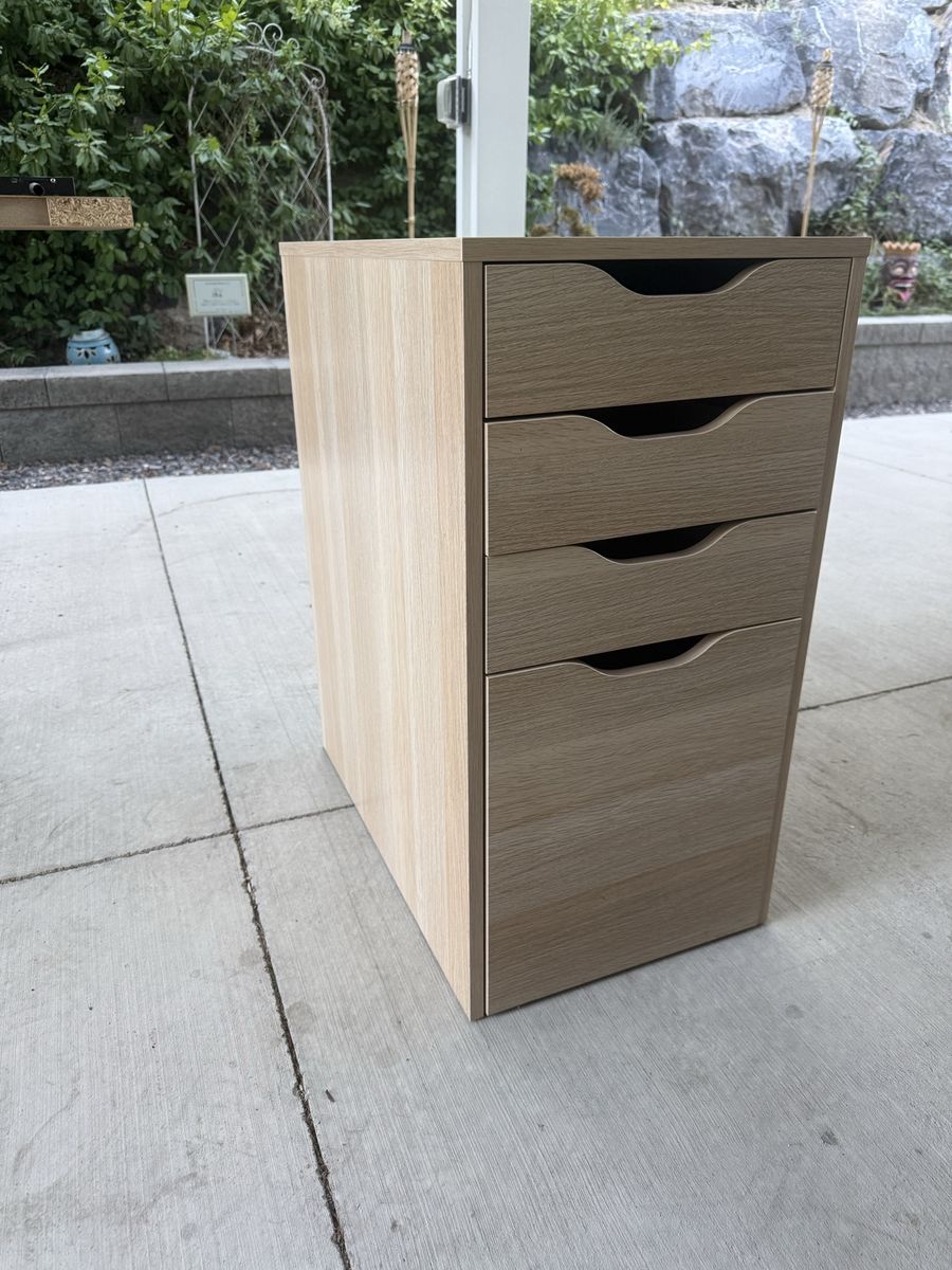 Light Wood Grain 4-Drawer Storage Unit Organizer