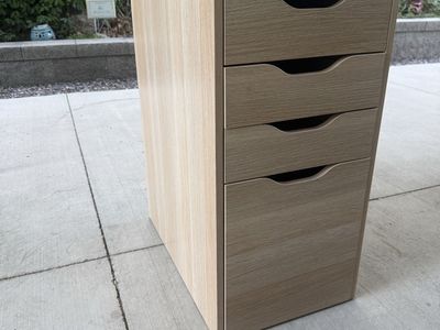 Light Wood Grain 4-Drawer Storage Unit Organizer