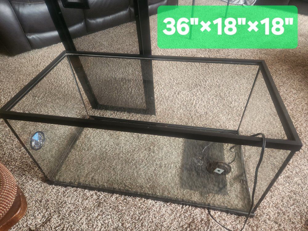 Glass Reptile Terrarium Tank 36x18x18 with Heat Mat' lid and Gauges.