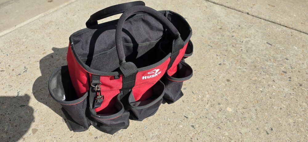 Husky Red/Black Open Top Tool Bag with Padded Handle & Multiple Pockets