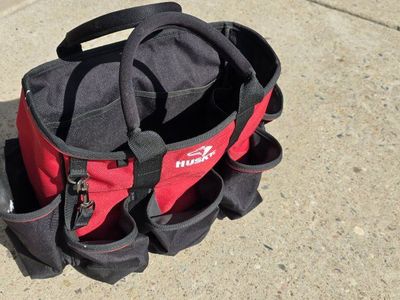 Husky Red/Black Open Top Tool Bag with Padded Handle & Multiple Pockets