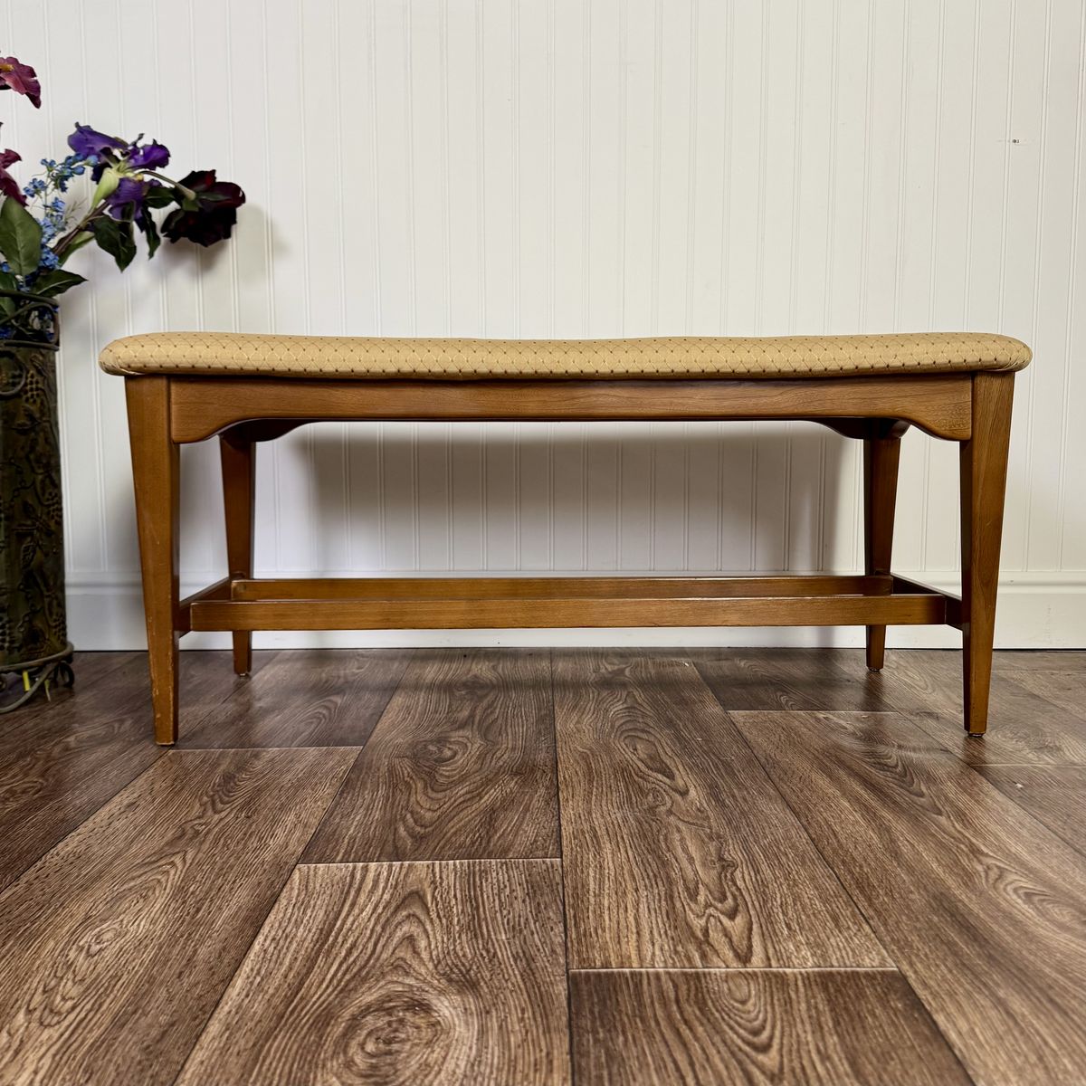 Vintage Mid-Century Upholstered Bench