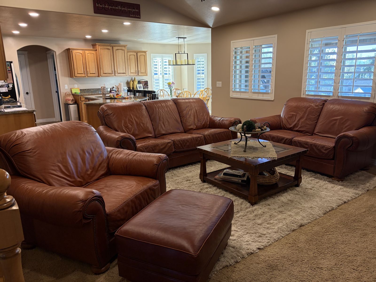 4 Piece Leather Sofa Set & Coffee Table