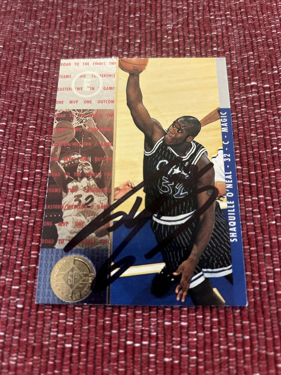 1995-96 Shaquille O'Neal Autograph Hand Signed SPx Upper Deck Orlando Magic NBA Basketball Card Auto