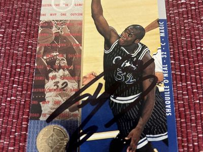 1995-96 Shaquille O'Neal Autograph Hand Signed SPx Upper Deck Orlando Magic NBA Basketball Card Auto