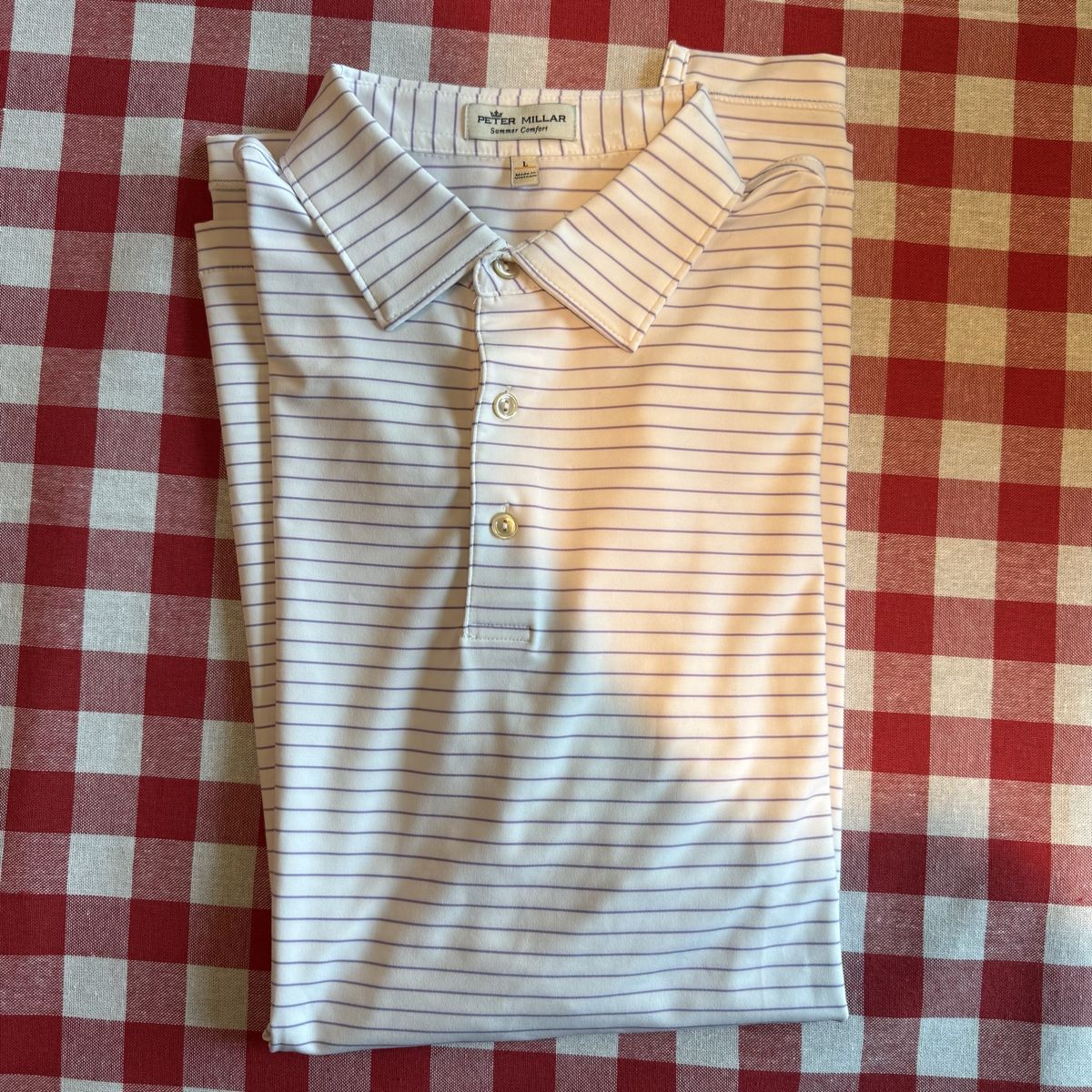 Peter Millar Summer Comfort Men's Striped Polo Shirt - Size Large