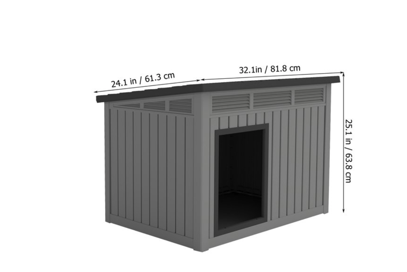 New in Box Dog House with Weatherproof Roof Removable Floors  Black, Medium(32.2 * 25.12 * 24.13in)