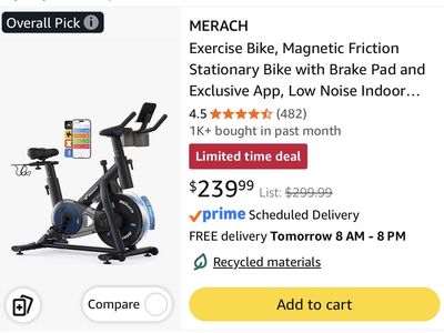MERACH Magnetic Friction Stationary Exercise Bike - Indoor Cycling with Brake Pad & App, Low Noise brand new