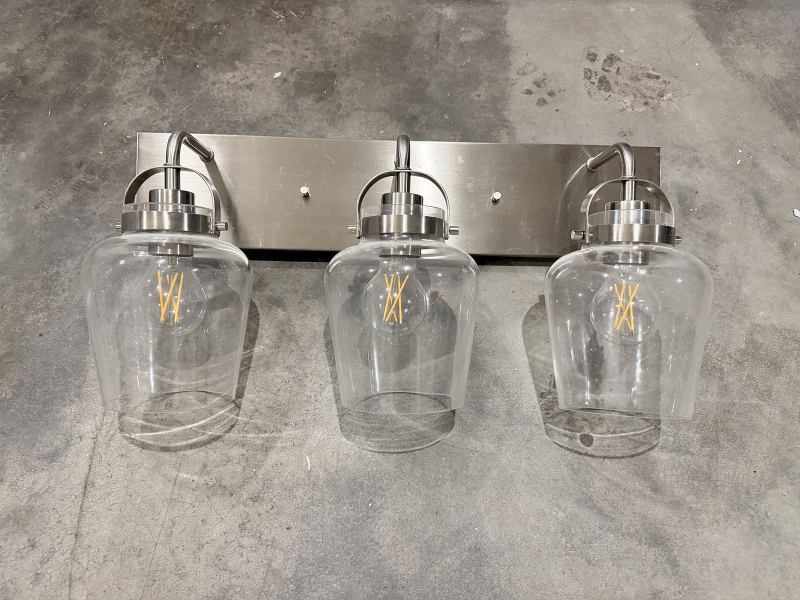 3-Light Brushed Nickel Vanity Light Fixture with Clear Glass Shades