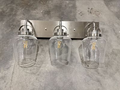 3-Light Brushed Nickel Vanity Light Fixture with Clear Glass Shades