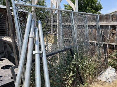 Galvanized Steel Chain Link Fence Panels & Posts - 8’ long x 3.5’ wide x 6’ tall.