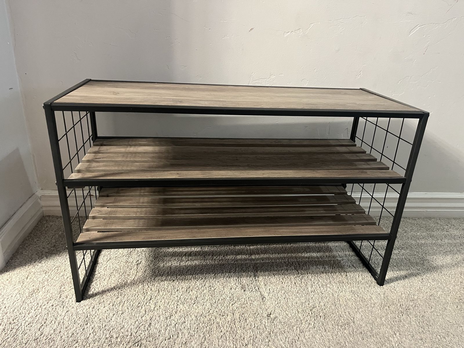 Industrial Wood & Metal 3-Tier Storage Shelf - Versatile, Modern Organizer