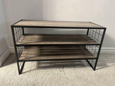 Industrial Wood & Metal 3-Tier Storage Shelf - Versatile, Modern Organizer