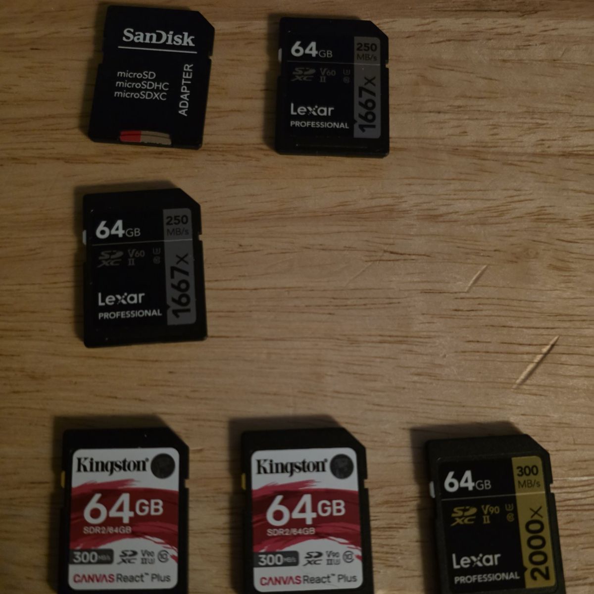 64gb V60 250 mbs and V90 300 mbps