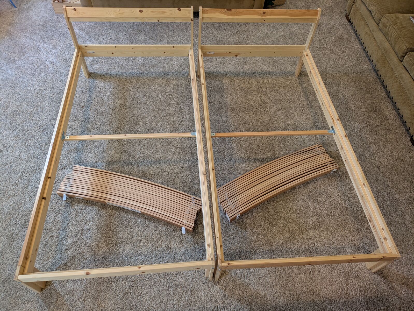 IKEA Bed Frame, pine, Twin, x2 (Two Bed frames with Slatted bed bases)