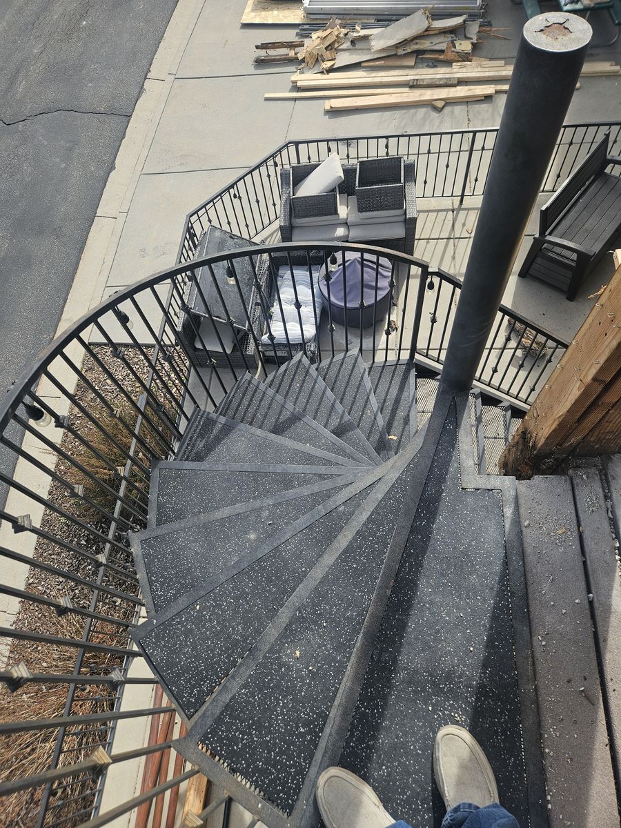 Spiral metal stairs
